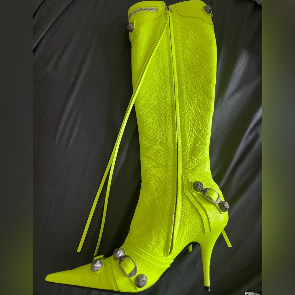 Balenciaga Cagole Neon Yellow Heel Boot - Picture 3 of 3